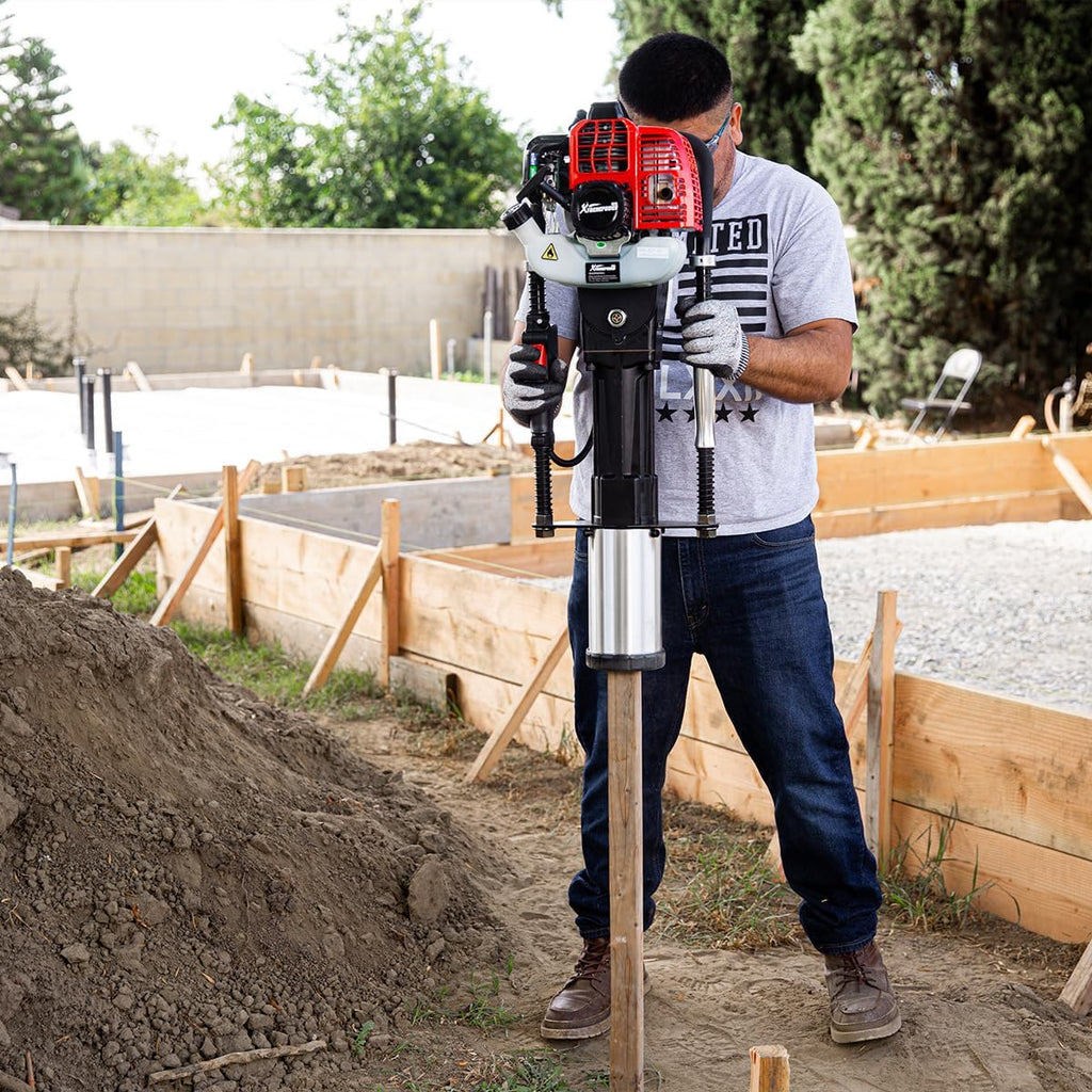 52cc Gas Fence Post Driver, Heavy-Duty 2-Stroke Gasoline T-Post Driver with Carrying Case, Portable Pile Driver for