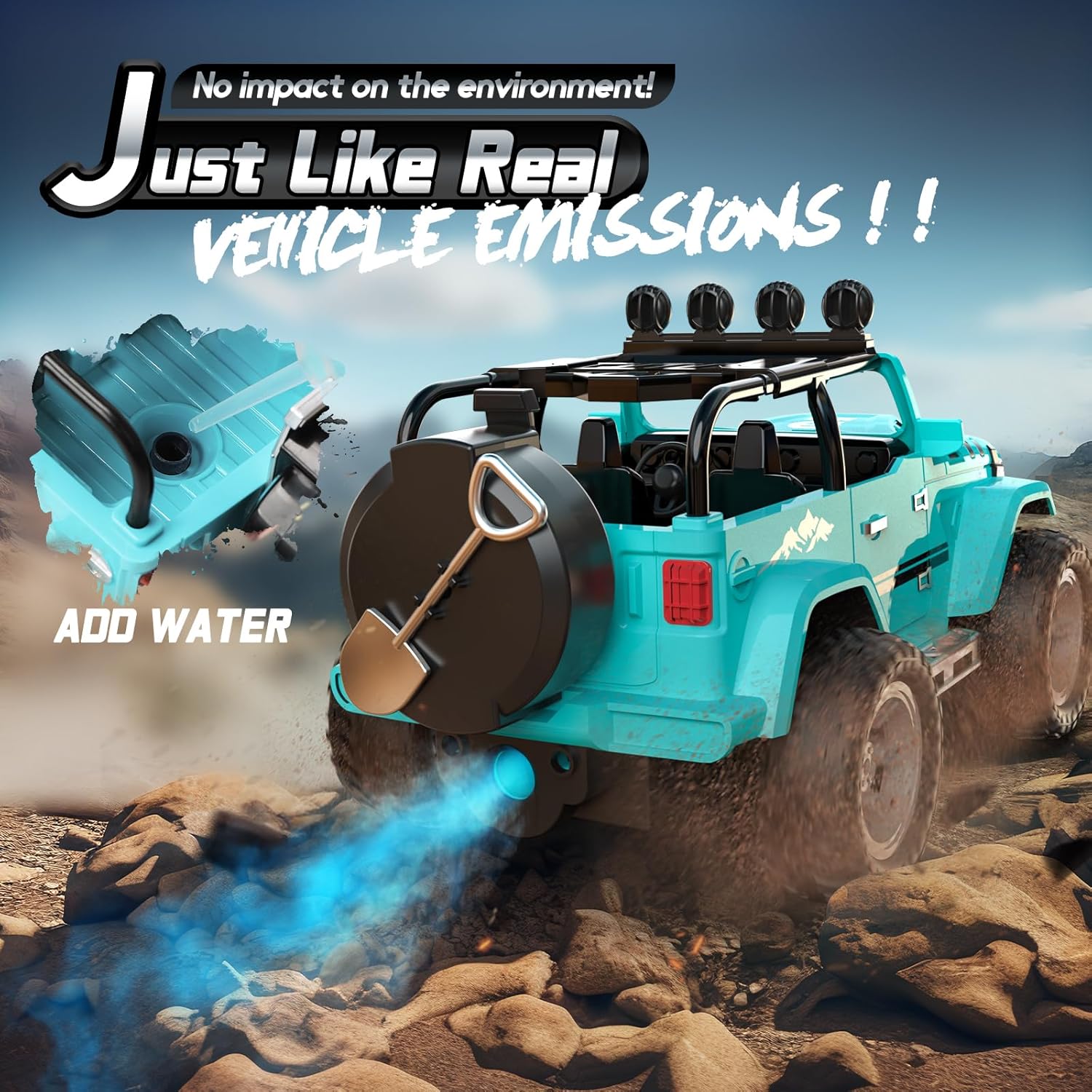 Remote Control Car with Fog Mist & Music, 1:16 Remote Control Truck for Boys, 2.4Ghz RC Car Toy with 2 Batteries, All