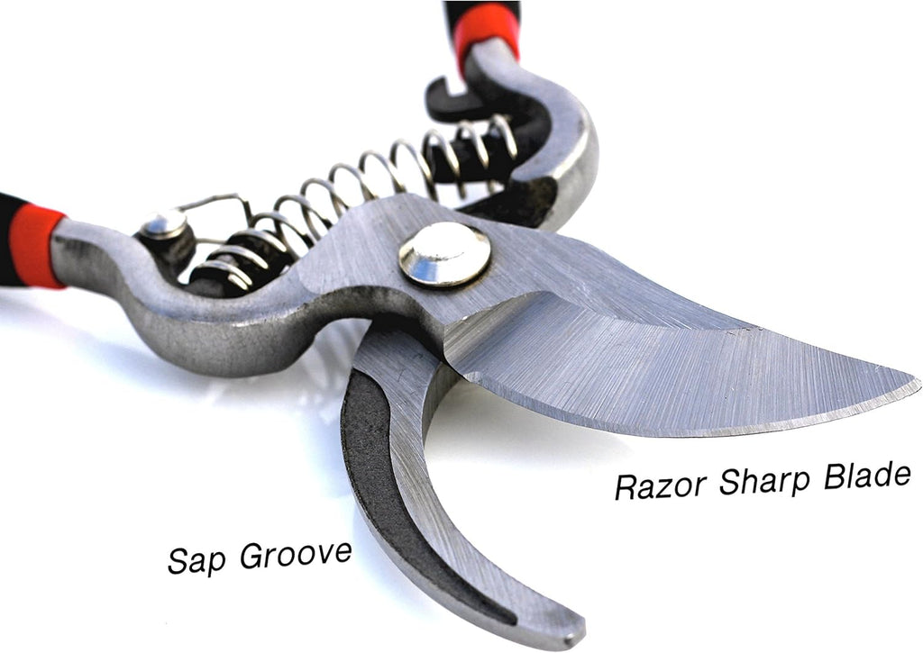 GARDEN GURU Classic Bypass Pruning Shears Clippers – Heavy Duty Forged Steel Garden Pruners – Safety Lock – Non Slip