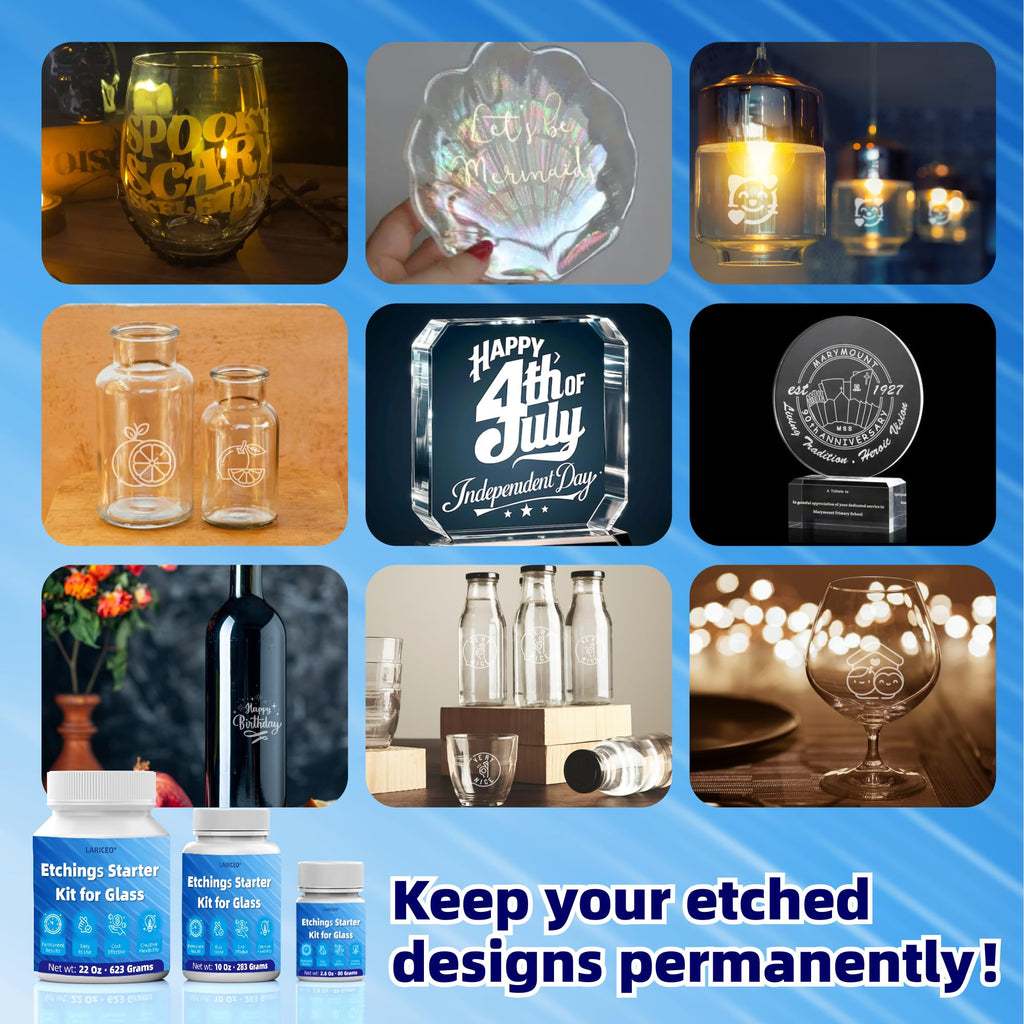 2.8 oz Glass Etching Kit, High-Adhesion Stencils for Crisp Results