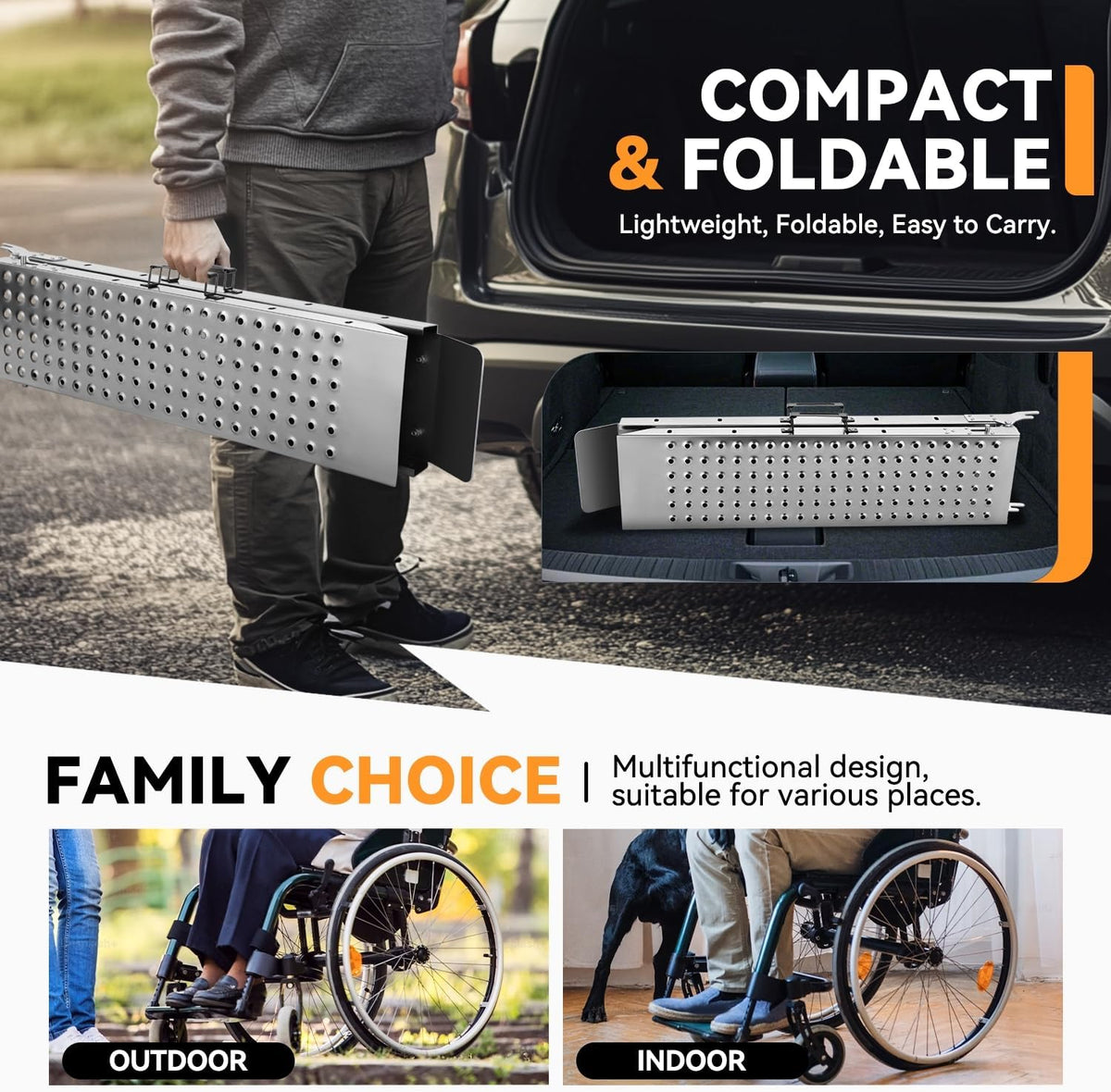 2PCS 70'' Heavy Duty Folding Loading Ramps 880Lb for Truck/ATV