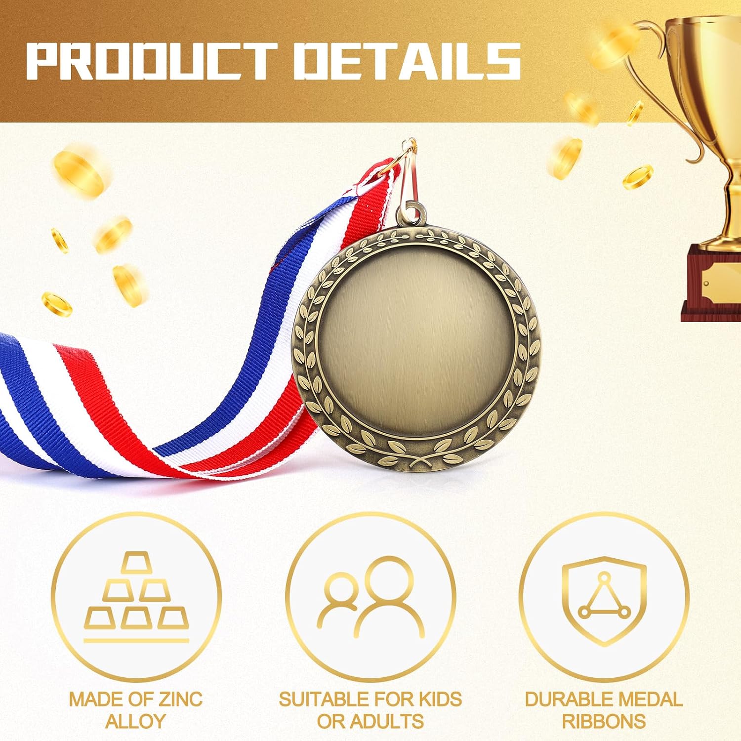Blank Award Medals with Neck Ribbons Create Your Own Medals Kit Cheer Medal Winner Medal Participation Trophy Metal