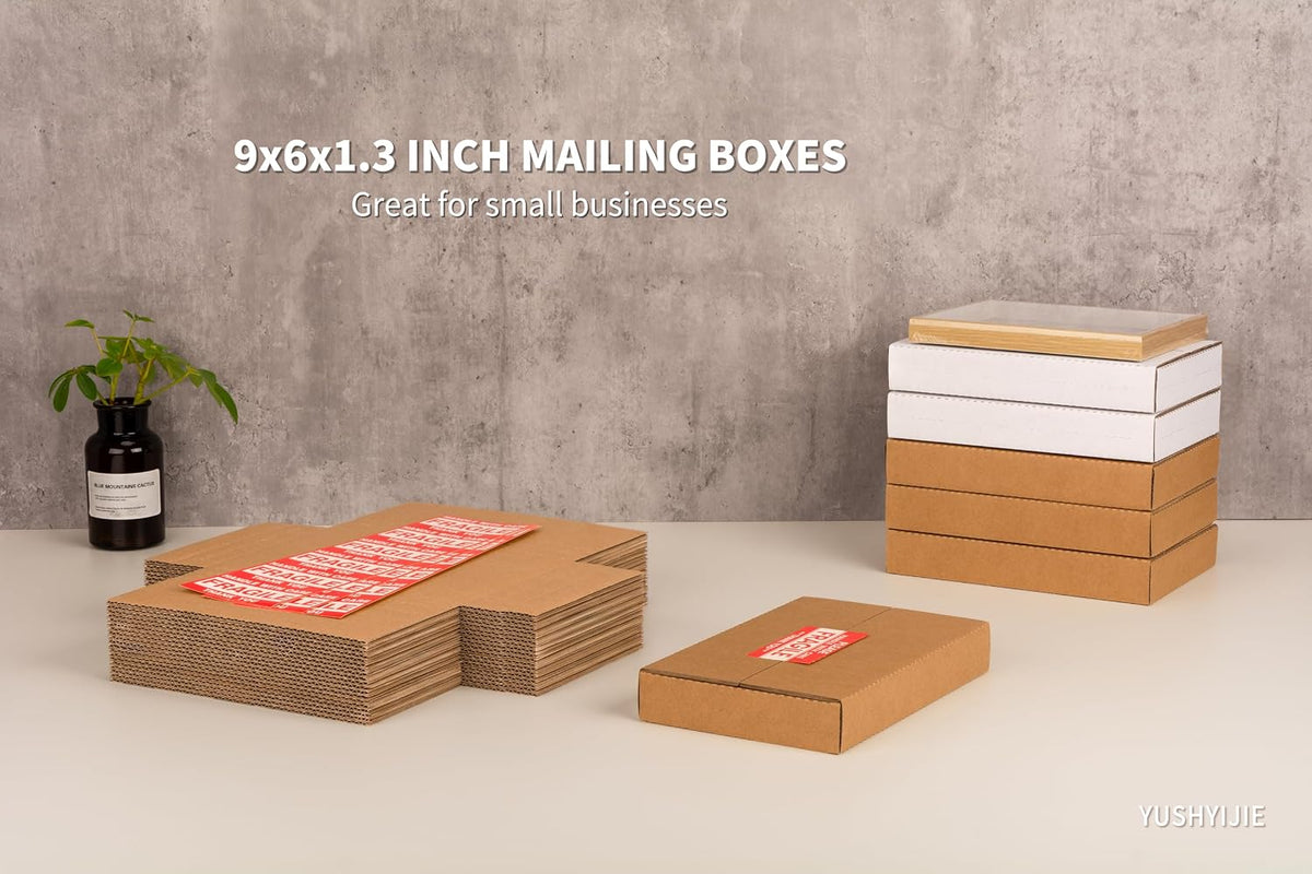 9x6x1.3 inch Small Shipping Boxes for DVD, Book Mailers, 25 Pack