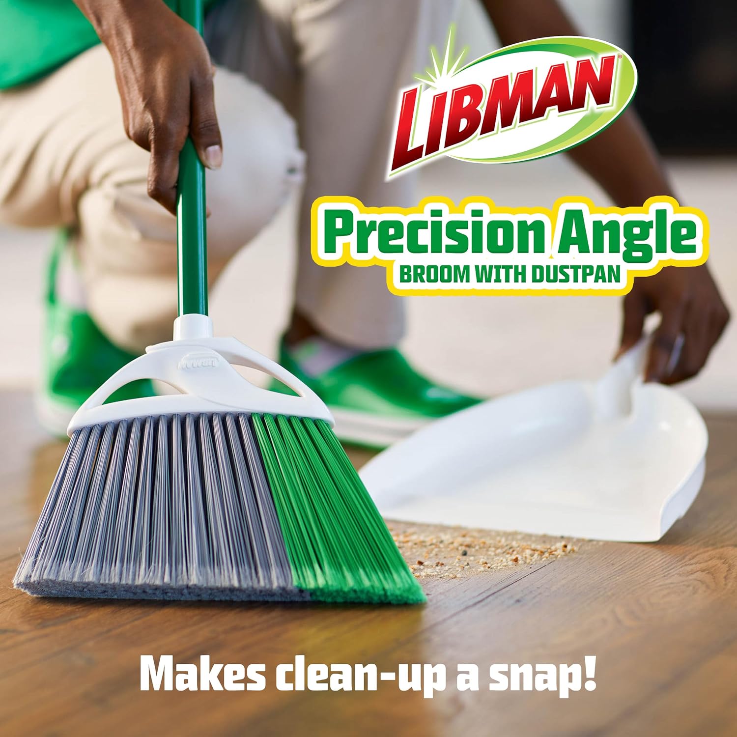 Libman FlexTech Broom with Dustpan Combo Set for Sweeping Indoor and Outdoor Floors, Pet, Dog Hair Broom, 55”
