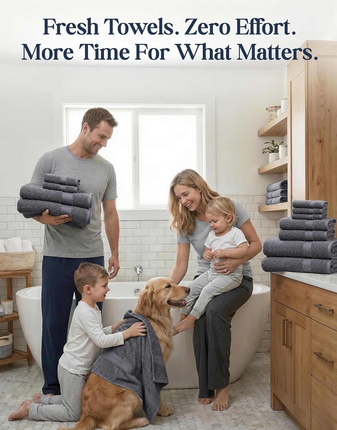 100% Cotton Bath Towels Set - 24 PCs - Durable, Quick Dry, Super Soft & Highly Absorbent - 4 Bath, 4 Fingertip, 6