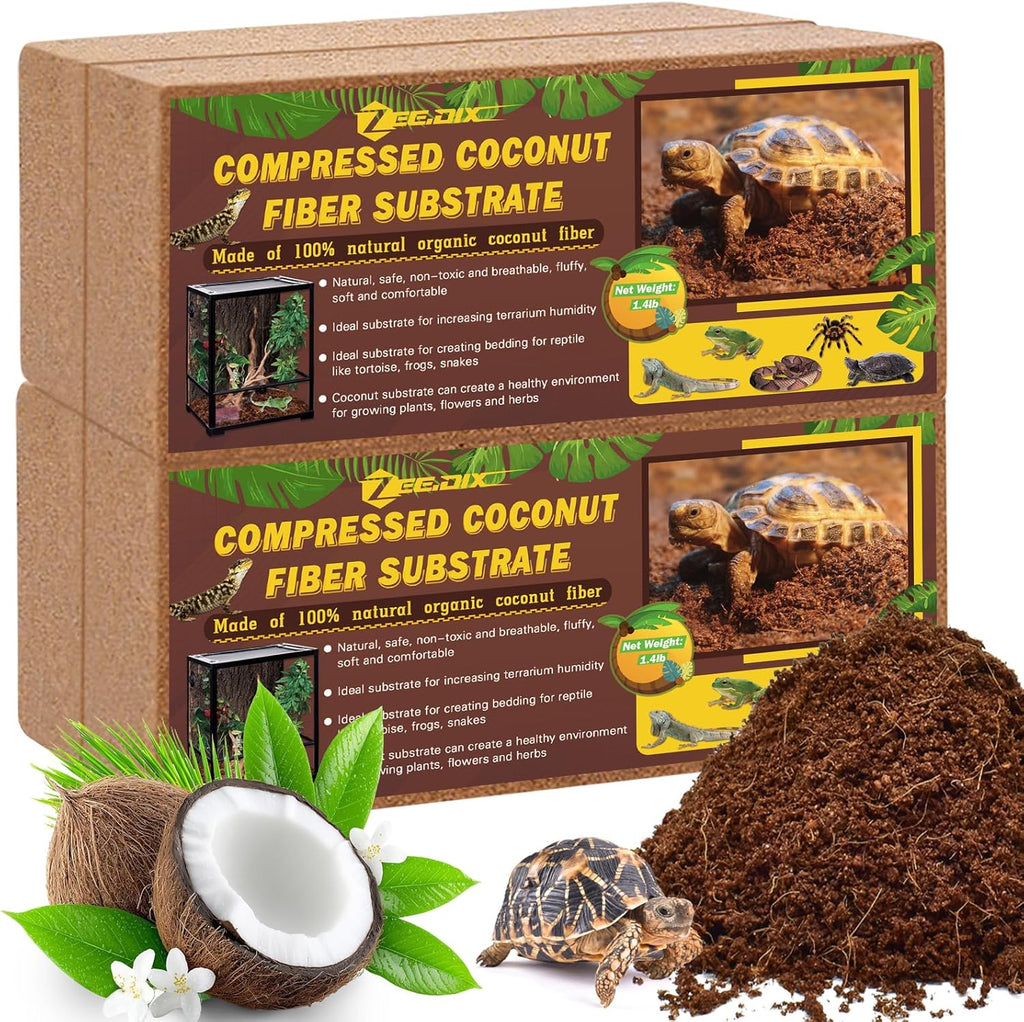 4 Pack Coconut Fiber Substrate, Premium Coco Coir Reptile Substrate