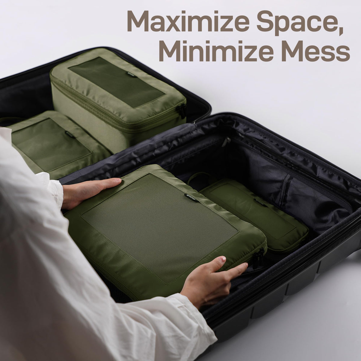 TripCozy Compression Packing Cubes, 6 Set, Olive Green