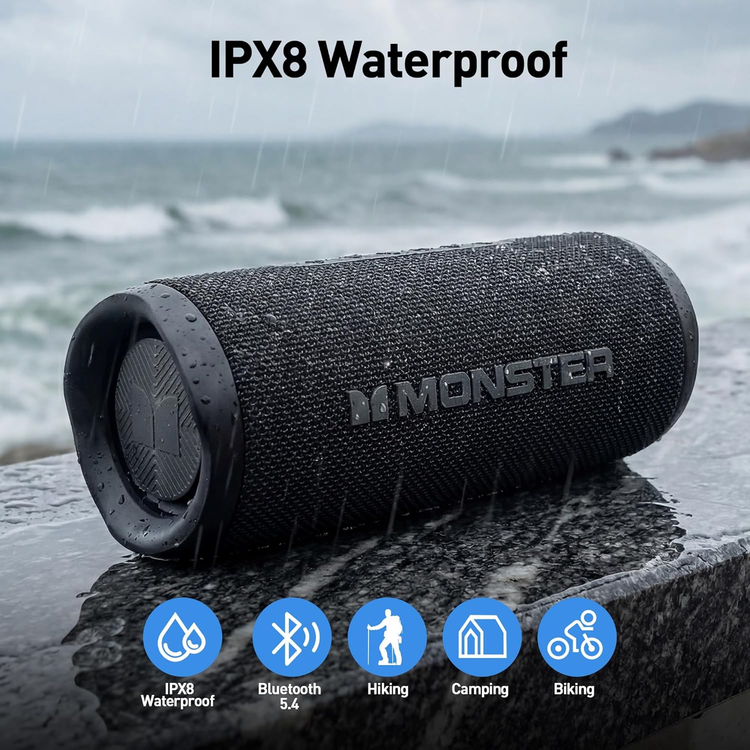 S620 Bluetooth Speaker, Wireless Portable Outdoor Bluetooth Speakers, 60W True Wireless Stereo IPX8 Waterproof, Dual