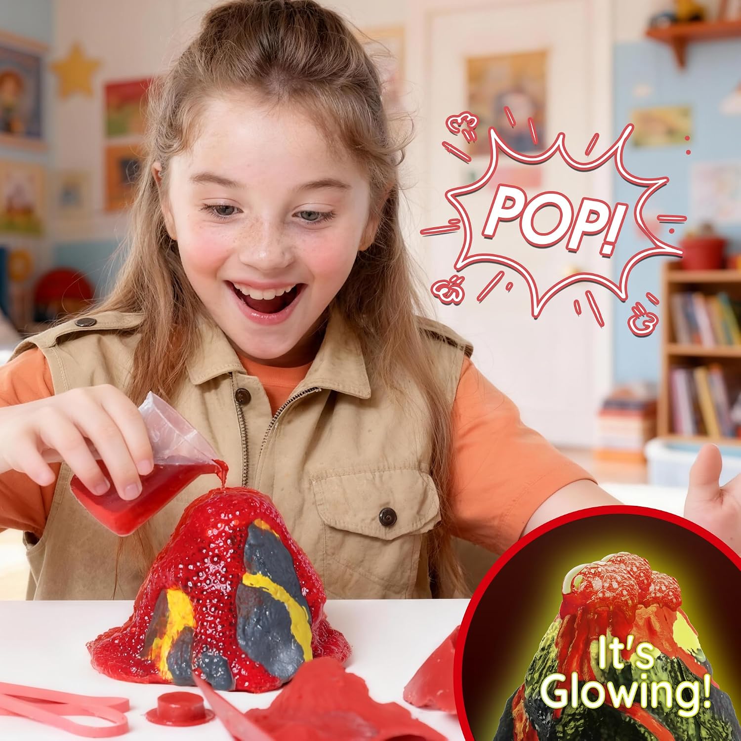 Volcano Science Kit, Kids Erupting STEM Experiment Set | Make a volcano erupt! Science experiment kit with non-toxic