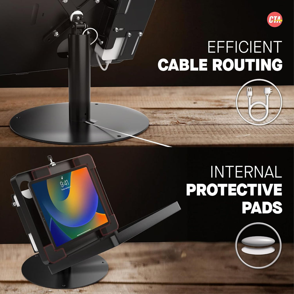 Premium iPad Retail POS Stand – CTA Upscale Tablet Kiosk Stand with 360 Degree Rotation & Locking for Retail