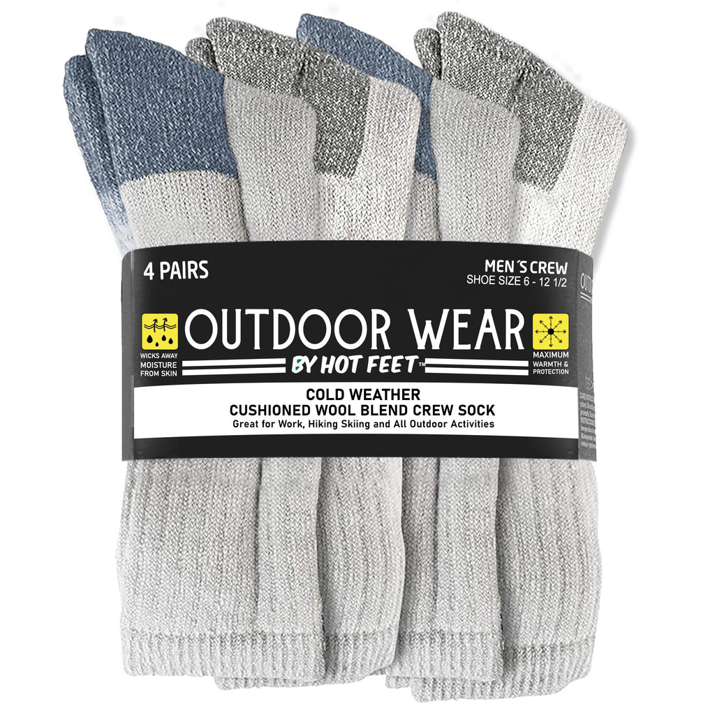 Wool Work Socks for Men, Cushioned Warm Winter Boot Socks, 4 Pack