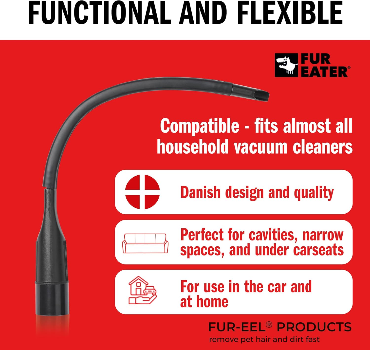 Vacuum Attachment, Long Crevice Tool for Vacuum, 18 inches | for Car Detailing, Shop Vac, Dryer Lint, Skinny Bendable