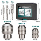 Bestwork 6pcs Adjustable Tap Socket Set, 1/4", 3/8", 1/2" Drive Tap Socket