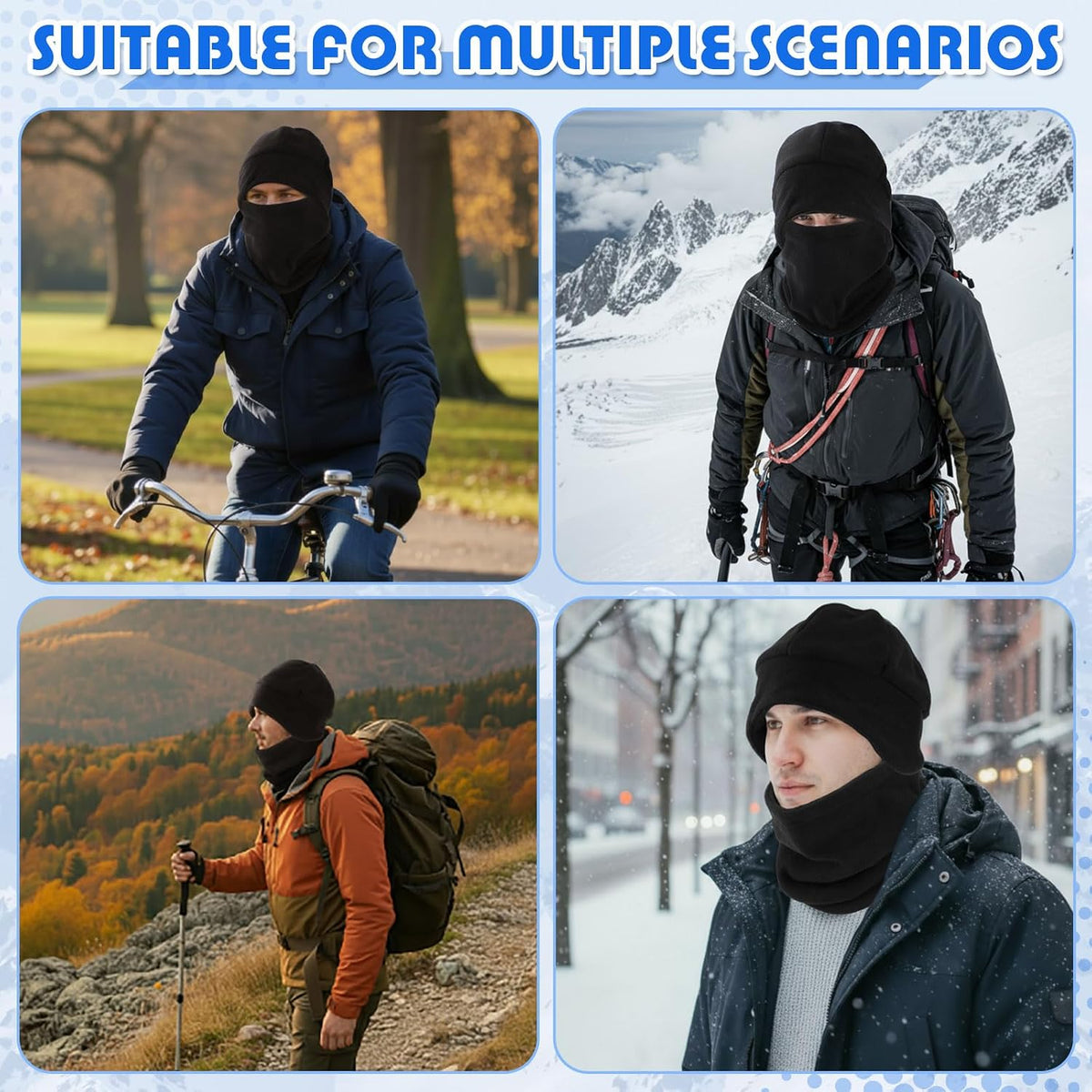 Winter Beanie Hat Scarf Set with Ear Flaps for Men Women Fleece Lined Skull Cap Balaclava Windproof Neck Warmer Gaiter