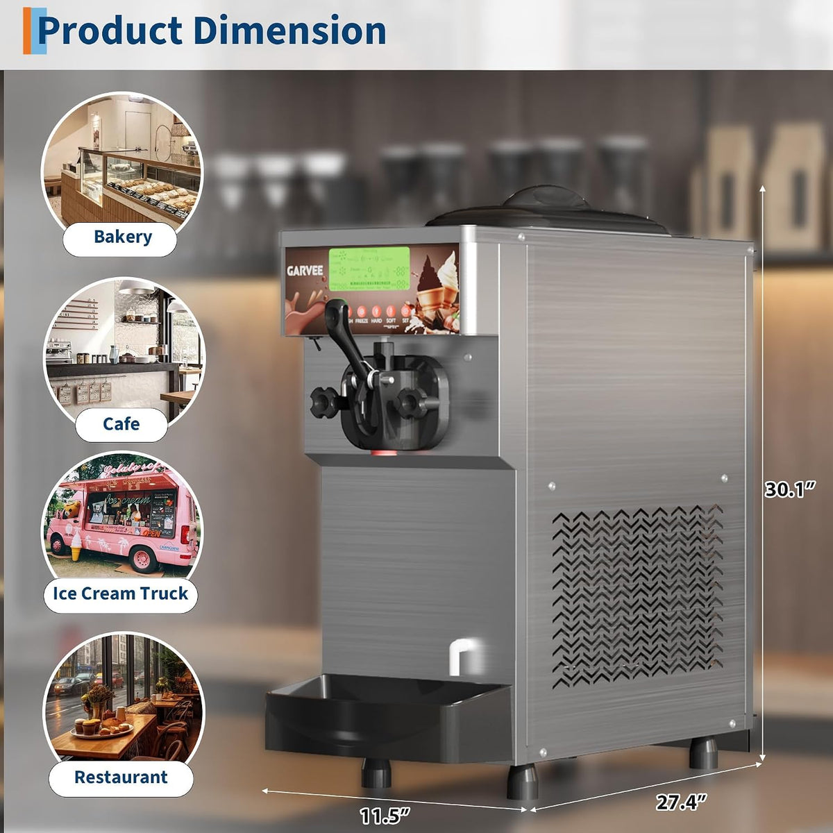 Commercial Soft Serve Ice Cream Machine, 1500W Maker for Party
