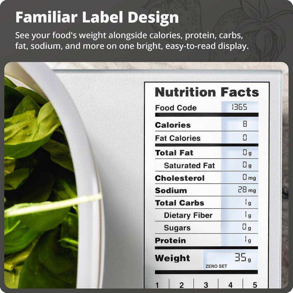 Food Scale with Nutrition Calculator, 2,000 Codes (Silver)