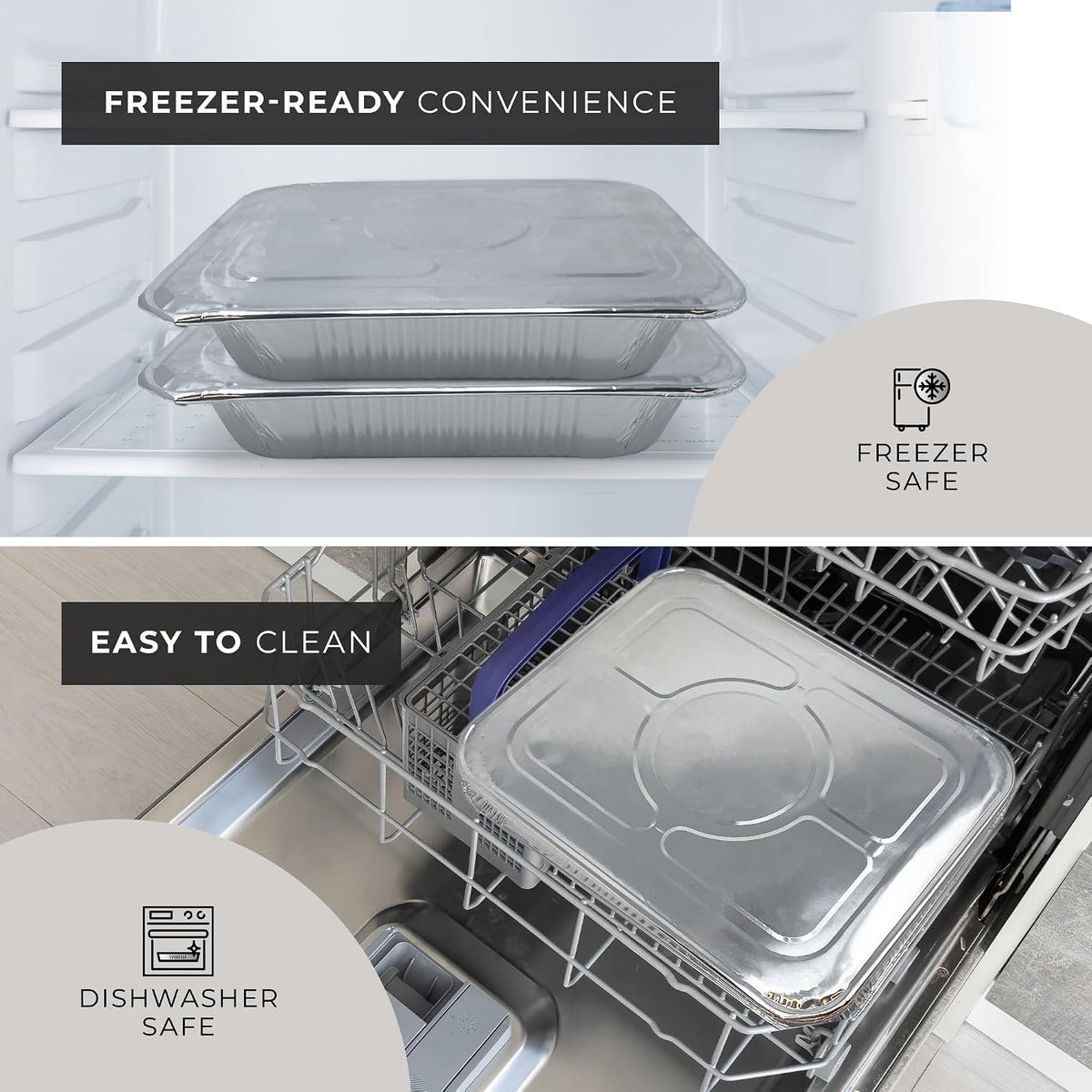 Aluminum Pans with Lids 9x13 (20 Pack) Disposable Tin Foil Trays