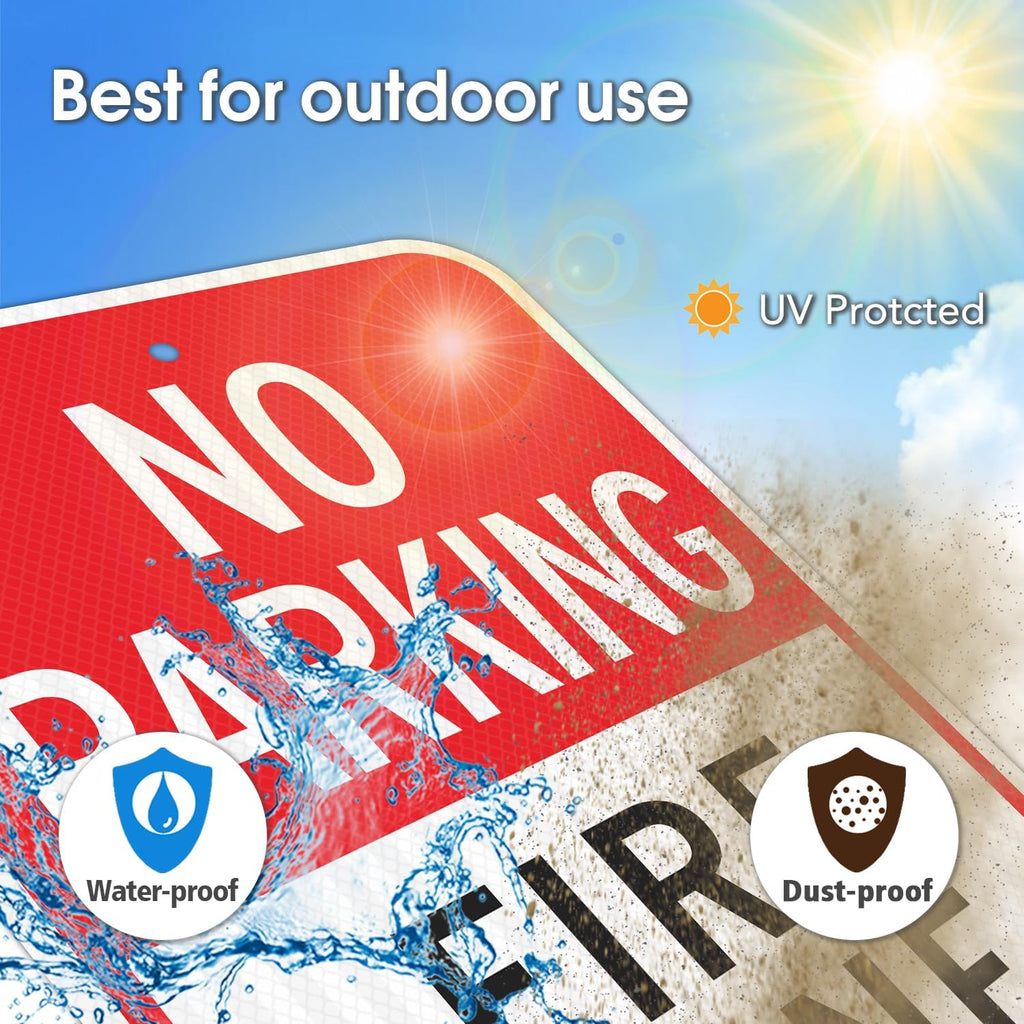 Large No Parking Fire Lane Sign, 18x12 Inches No Parking Sign, Engineer Grade Reflective Aluminum, Fade