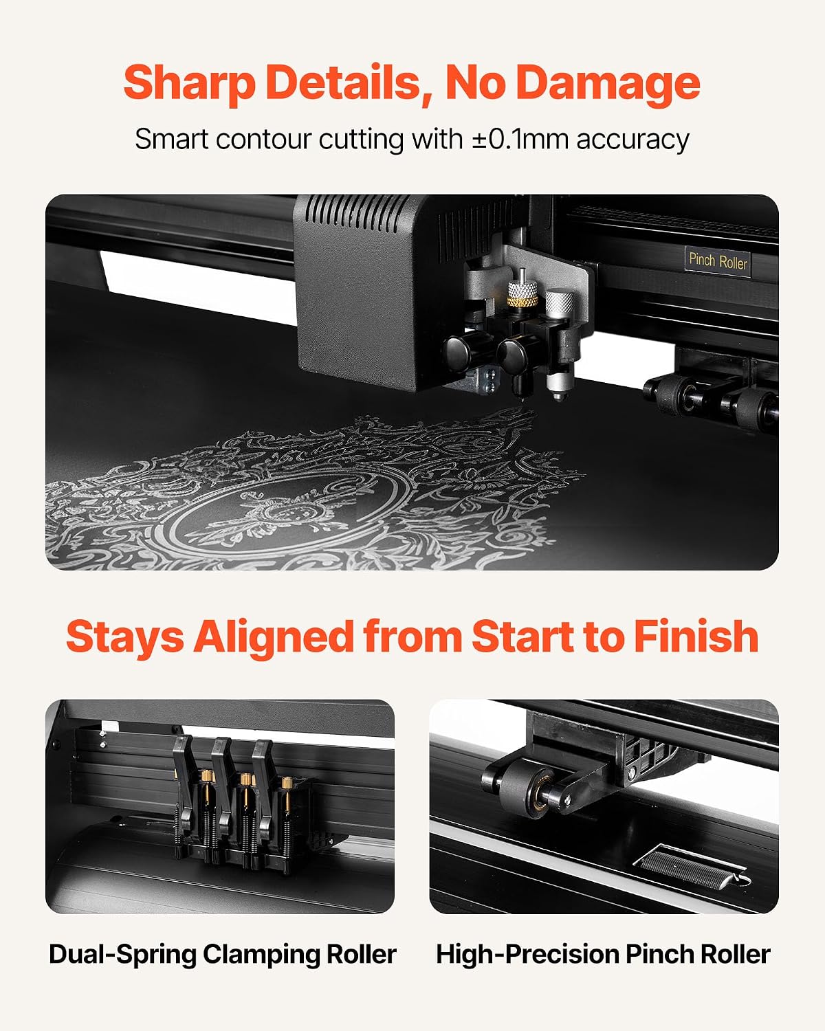 Vinyl Cutter Machine, 28 inch Max Feed Width, Dual Blades, Adjustable Force and Speed, LED Display, Vinyl Plotter