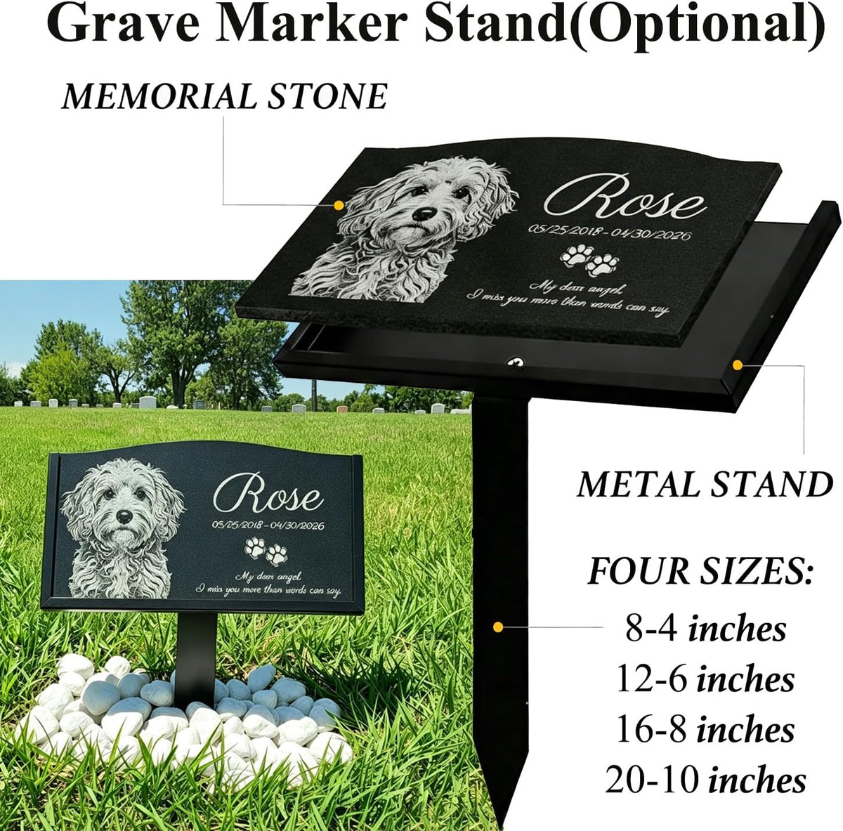 Personalized Pet Memorial Stone, Granite Grave Marker