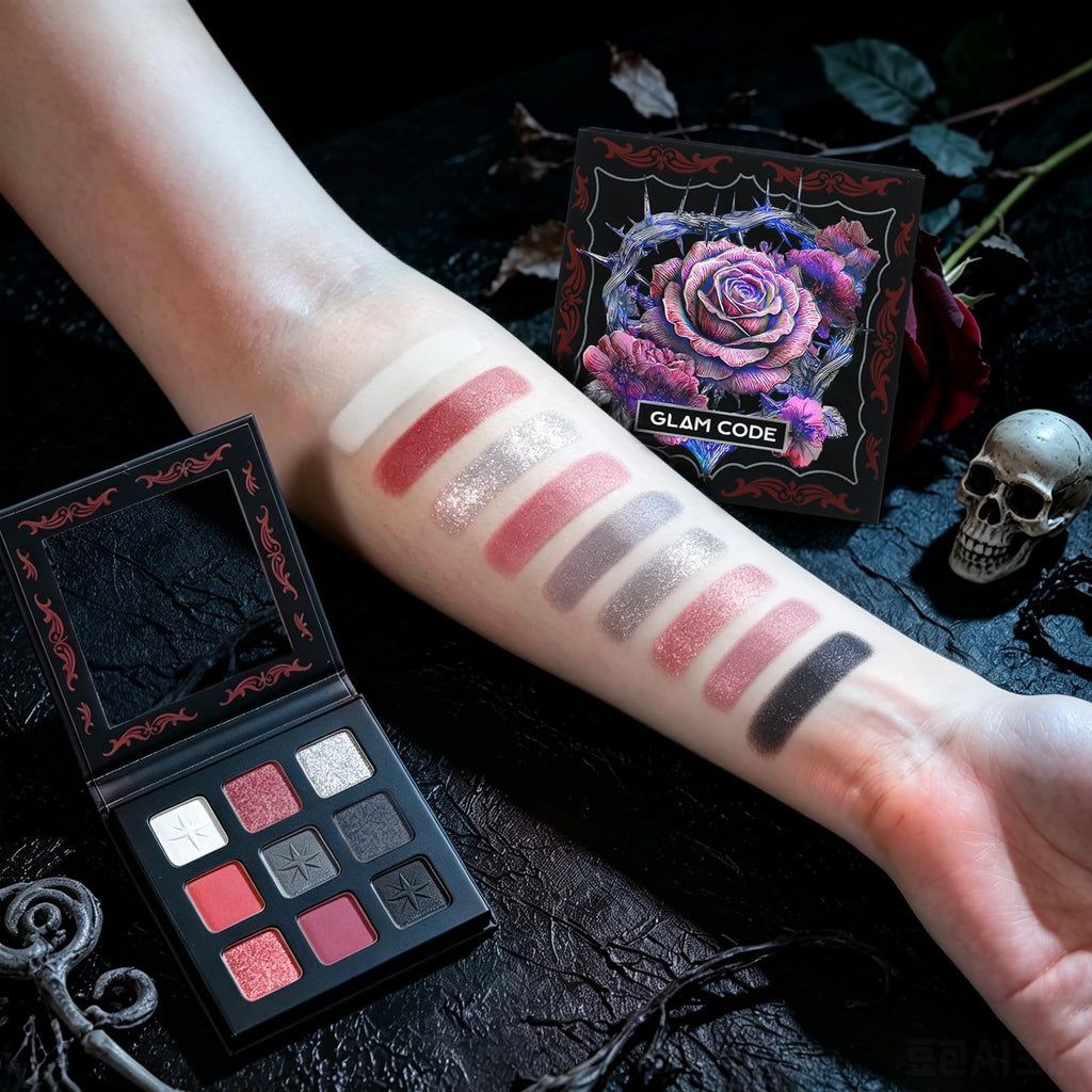 Makeup Set with Red Eyeshadow, Lipgloss, Eyeliner, Faux Eyelashes