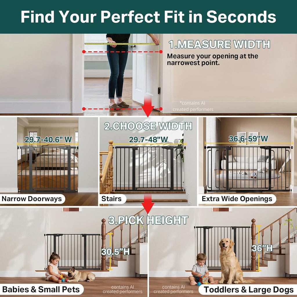 29.7-40.6" Baby Gate for Stairs, Mom's Choice Awards Winner-Dog Gate for Doorways, Pressure Mounted Auto-Close Pet
