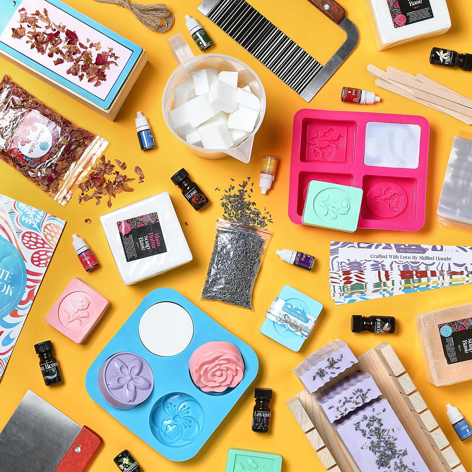 Soap Making Kit with Melt & Pour Base, Cutting Box, Molds, Fragrances - for Adults & Kids by Prime Creations.