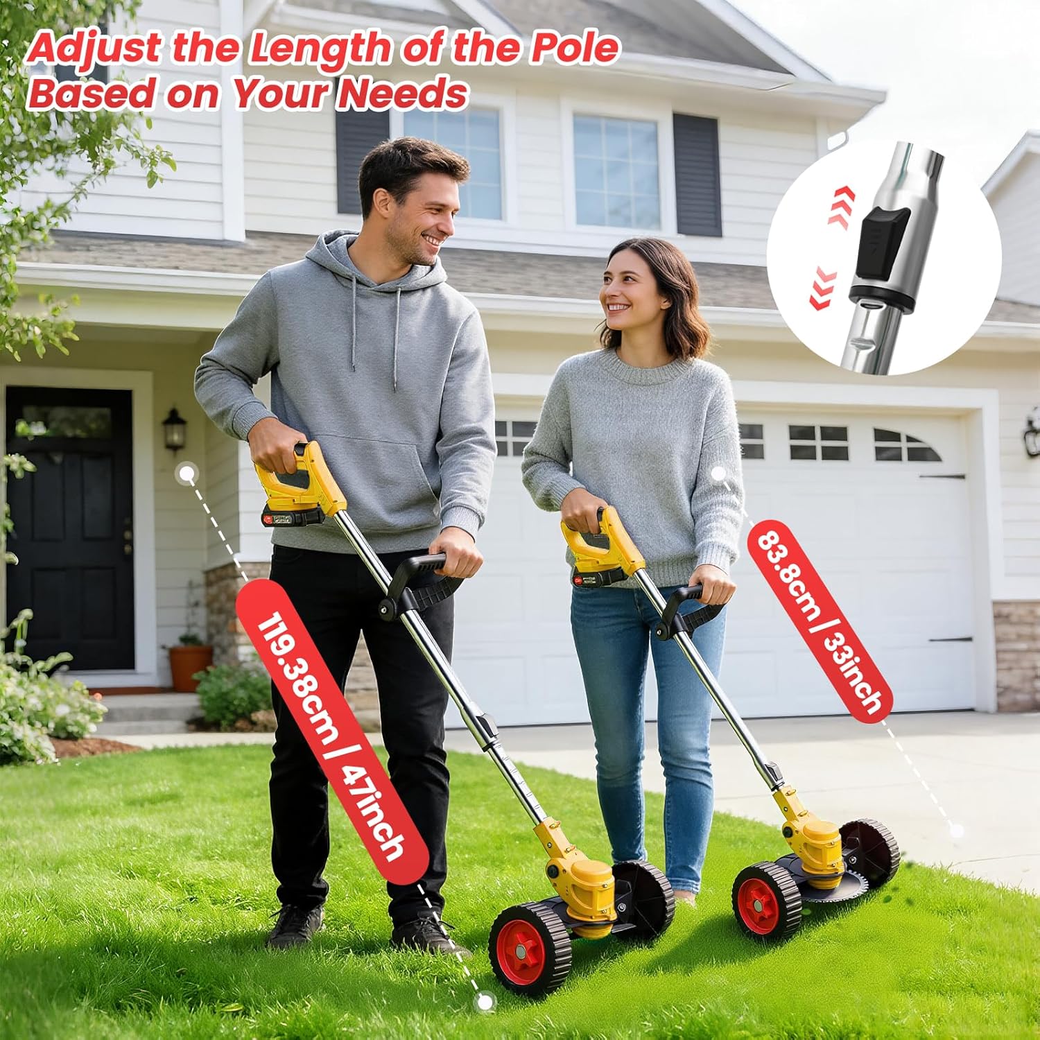 24V Electric Weed Wacker Edger Lawn Tool,2 2.0Ah Battery Powered Weed Eater | 3-in-1 Lightweight Brush Cutter/Lawn