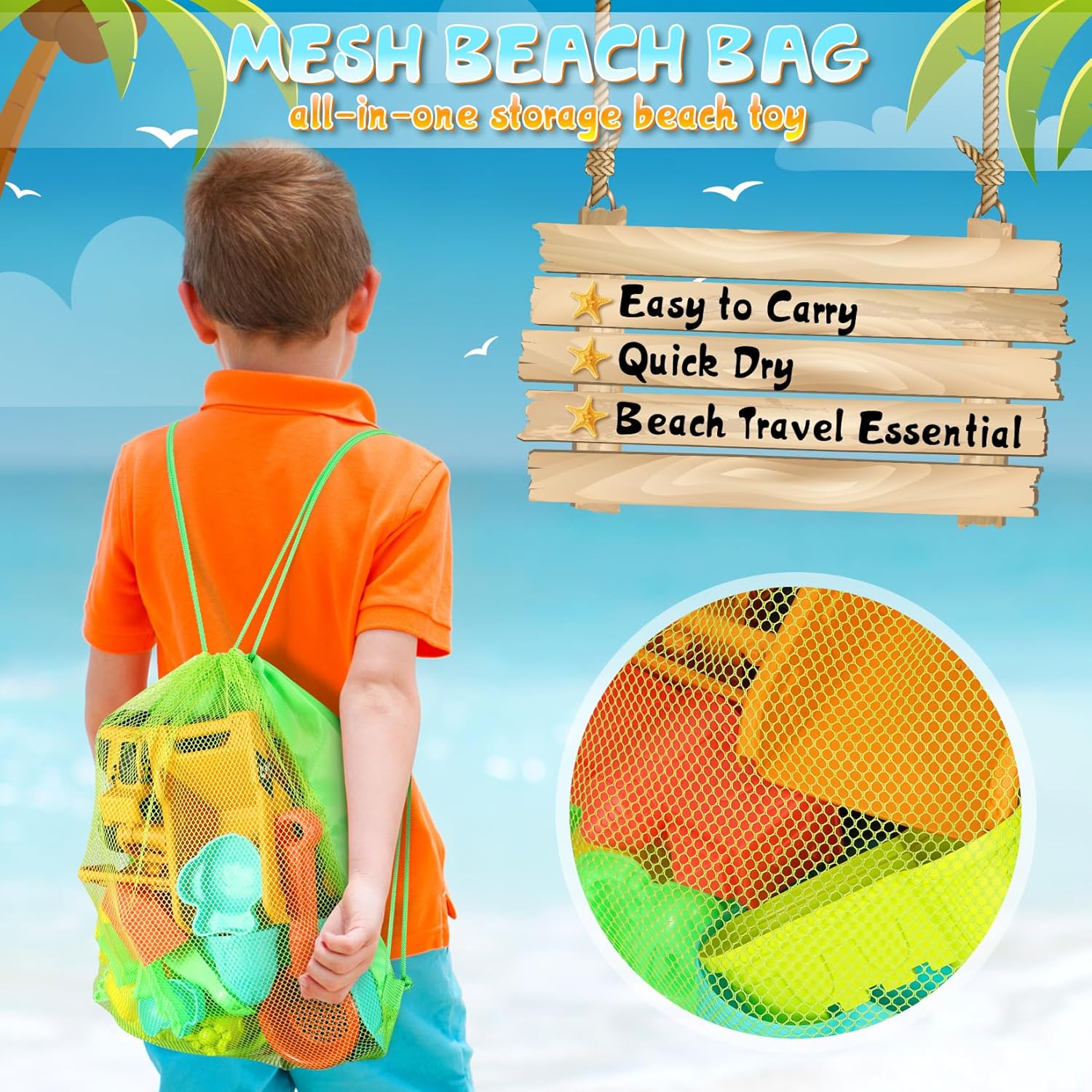 Beach Sand Toys for Kids, 29PCS Travel Beach Essentials for Toddler 3-10 | Sandbox Toys with 2 Collapsible Bucket