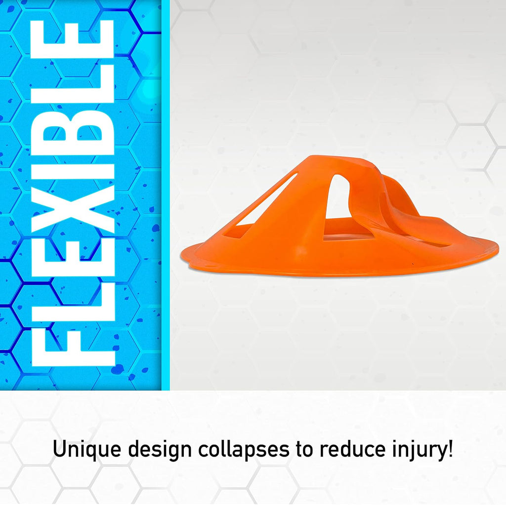 Franklin Orange Marker Discs - 4 Pack | Collapsible Safety Design, Stackable Storage, Multi-Sport Marker Drills