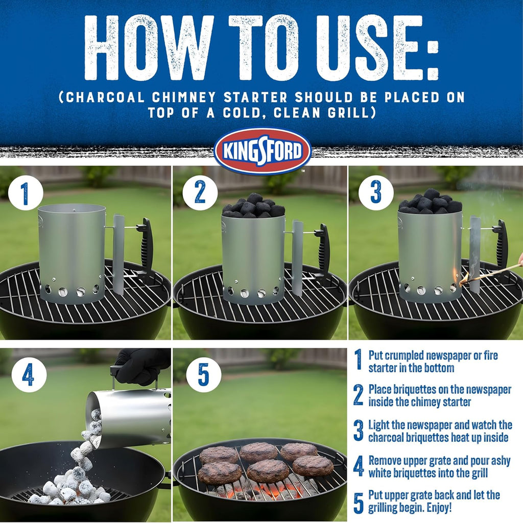 Compact Charcoal Chimney Starter for Grills and BBQs