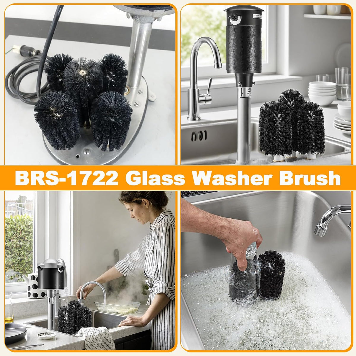 BRS-1722 Glass Washer Brush Part Kit Compatible with Bar Maid Glass Washer
