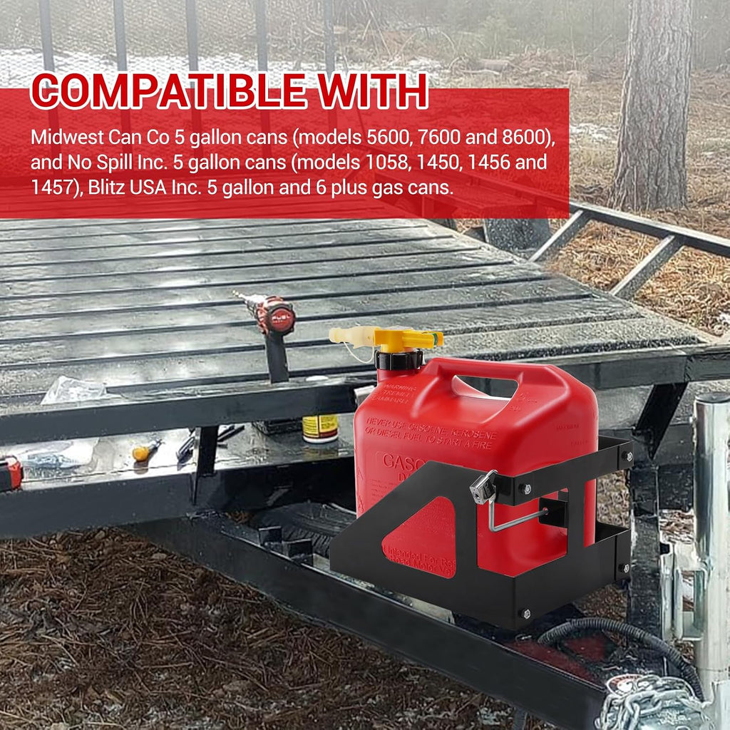 5 Gallon Trailer Gas Can Holder Rack, Compatible with No-Spill 5 Gal Cans | Heavy Duty Mount for Trailers & Trucks