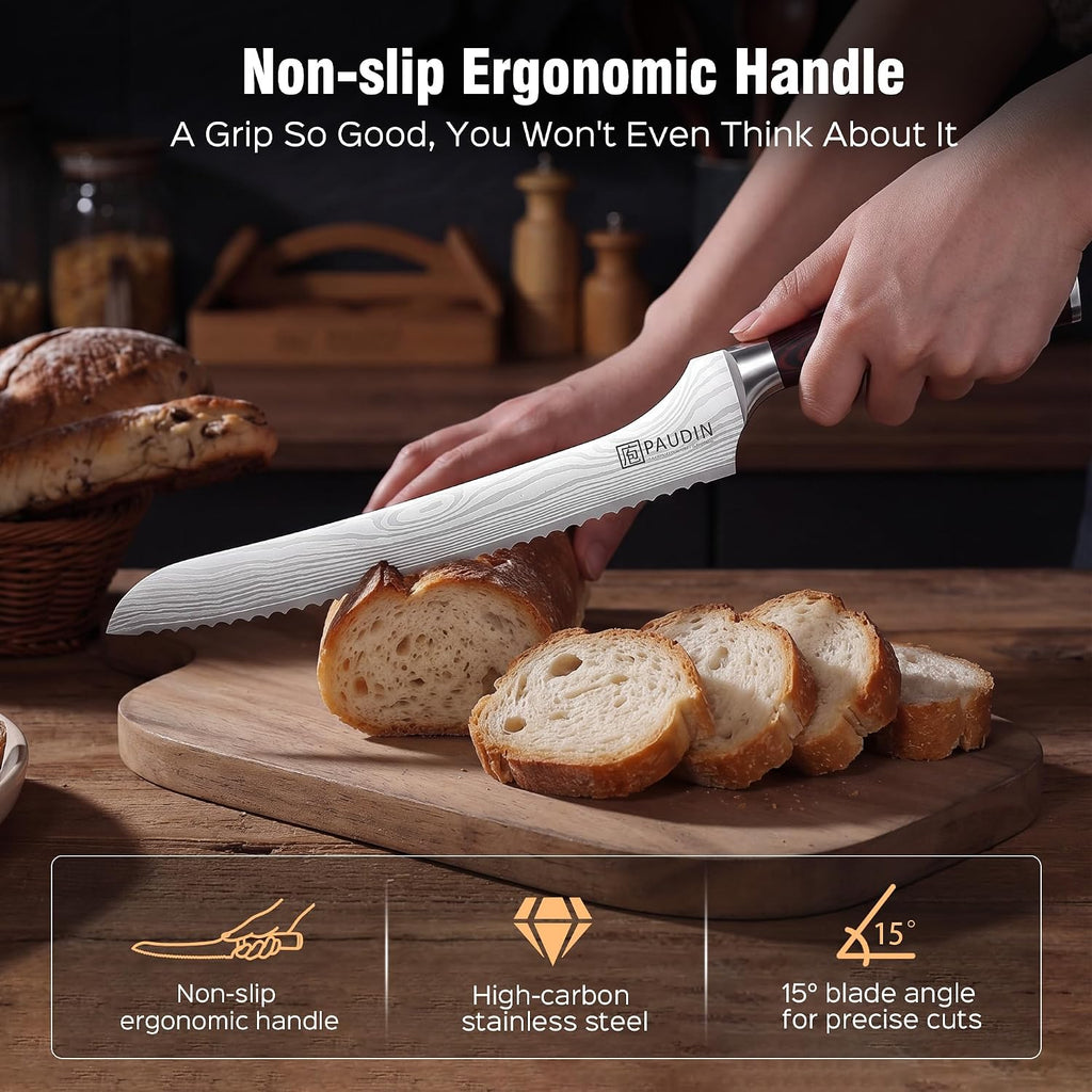 10 Inch Offset Sourdough Bread Knife for Homemade Bread - Gift Box