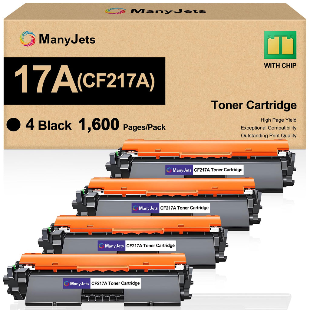 17A CF217A Black Toner Cartridge 4- Pack Compatible for HP 17A