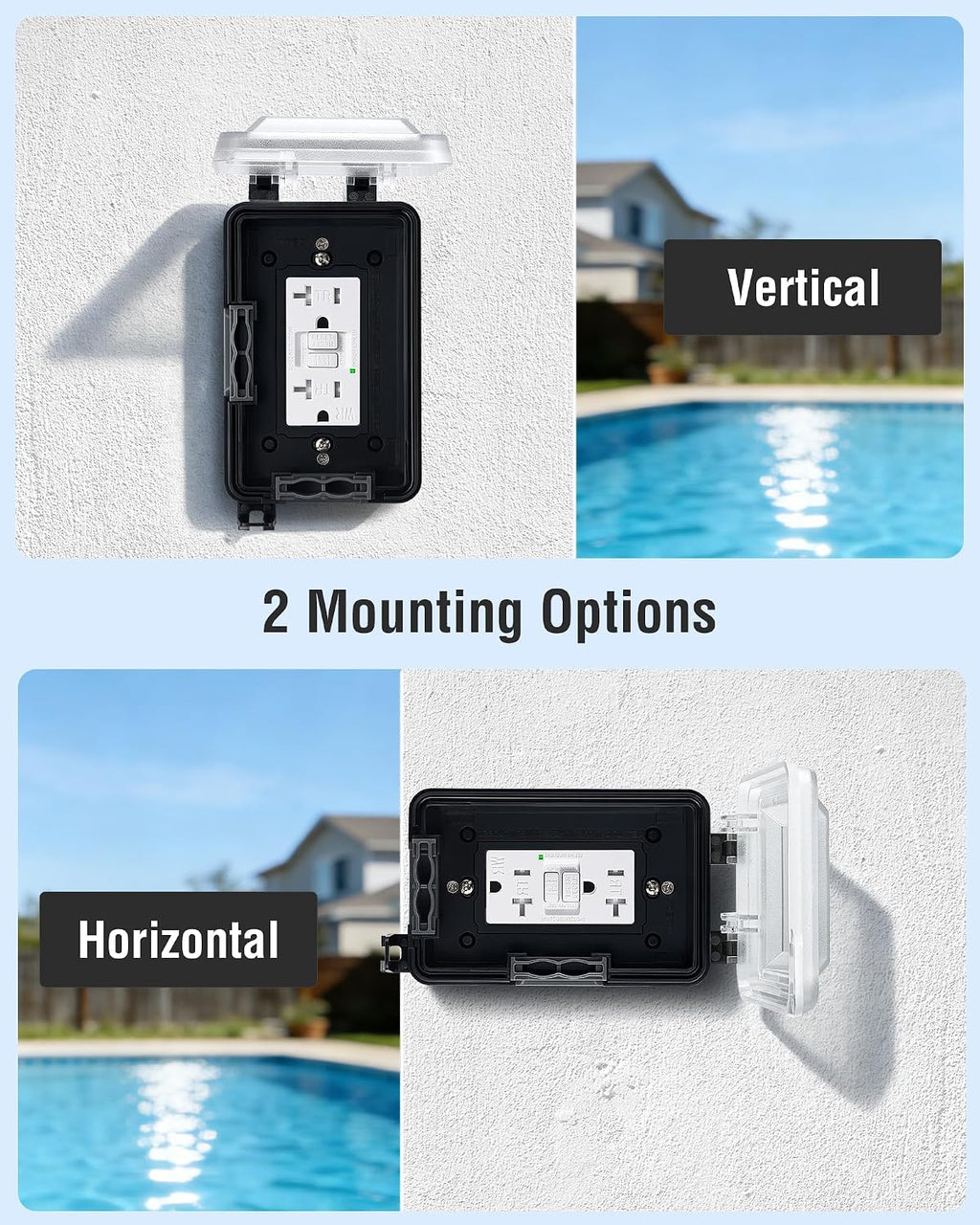 Ultra-Slim Outdoor Outlet Cover for Switch, 1-Gang, Black, 2-Pack | Weatherproof PC Receptacle Cover