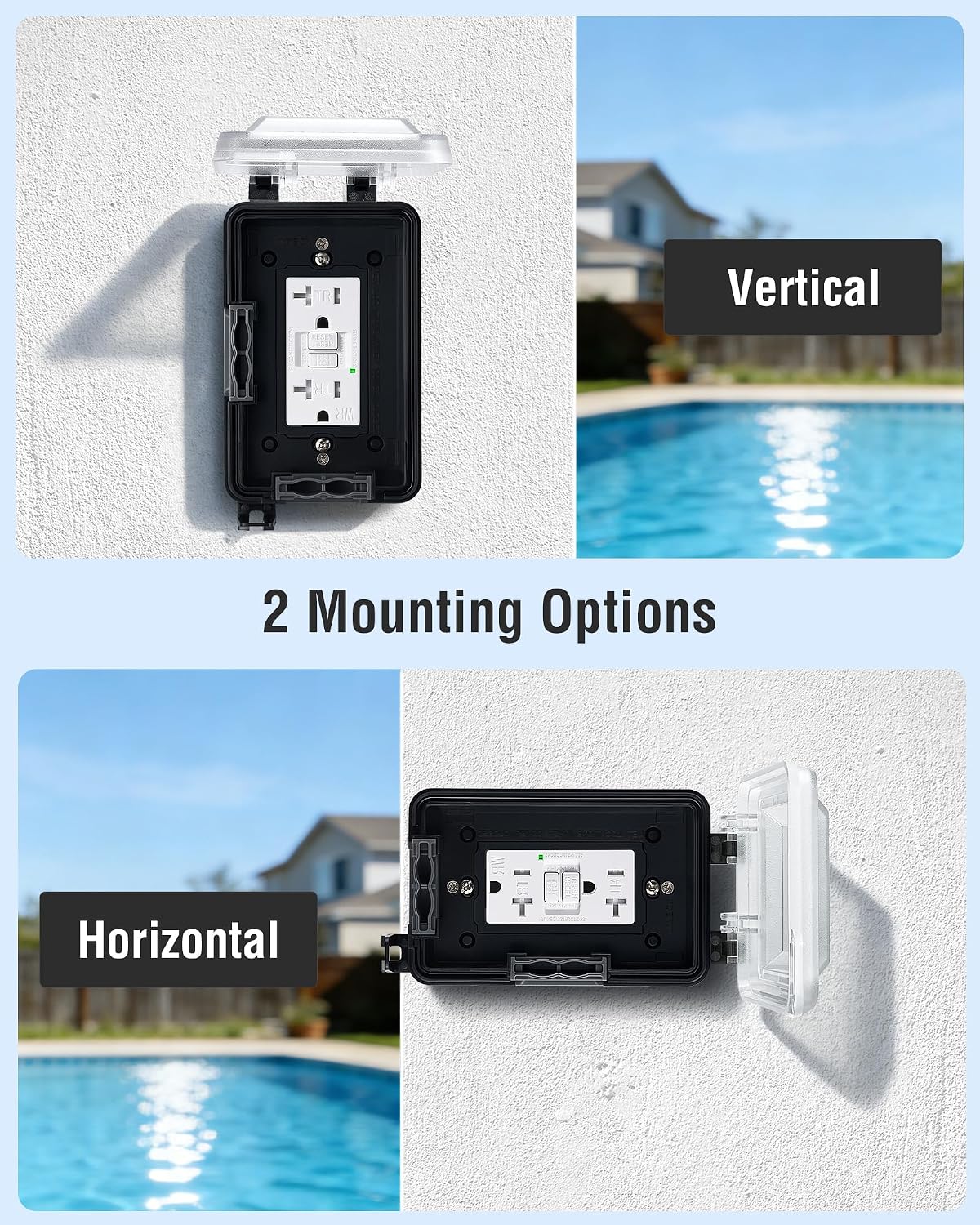 Ultra-Slim Outdoor Outlet Cover for Switch, 1-Gang, Black, 2-Pack | Weatherproof PC Receptacle Cover