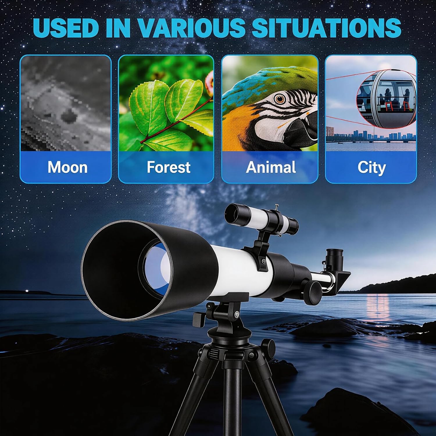Telescope for Adults, 70mm Aperture 400mm Refractor Telescope for Astronomy Beginners with AZ Mount Tripod & Phone