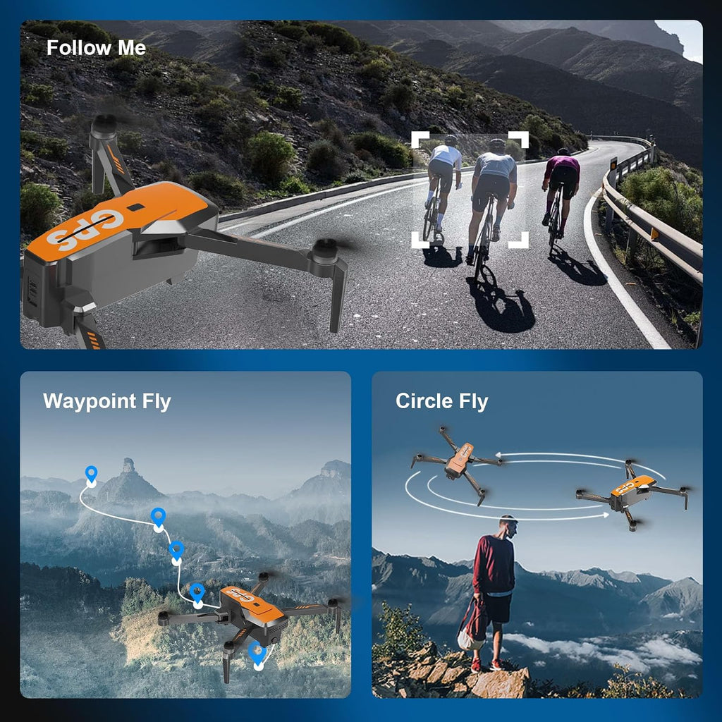 Drones with Camera for Adults 4K - GPS Drone with Auto Return, Brushless Motor, Foldable Mini RC Quadcopter for Kids