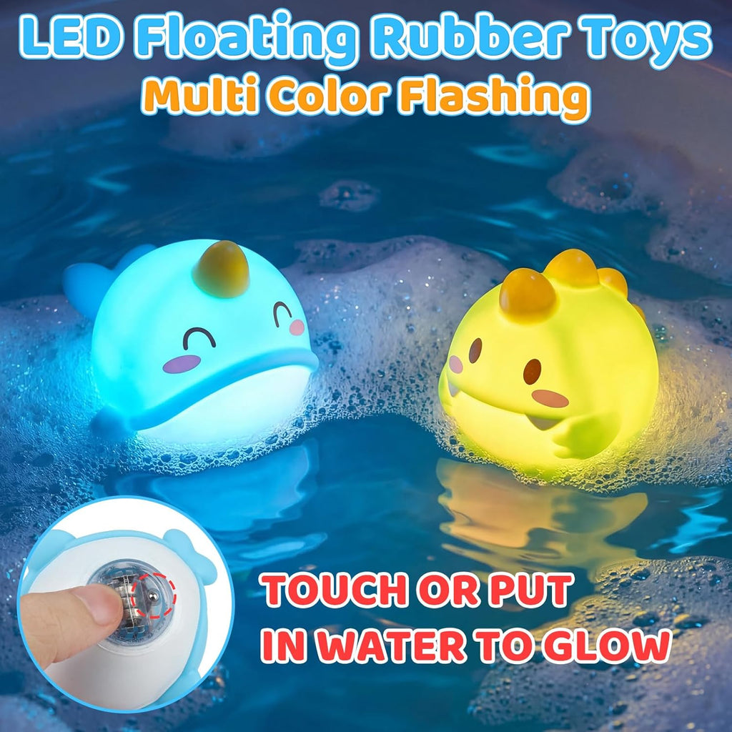 Light Up Dinosaur Bath Toys for Kids Ages 3-5 4-8, Bath Bubble Machine | Musical Bubble Maker for Bathtub, Floating