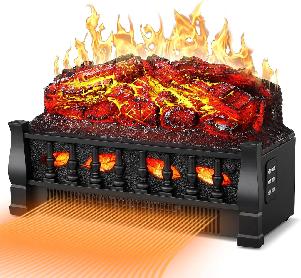 21" Electric Fireplace Insert — Realistic 3D Flame, 750W/1500W Heat, Remote Control, Timer & Safe Overheat Protection