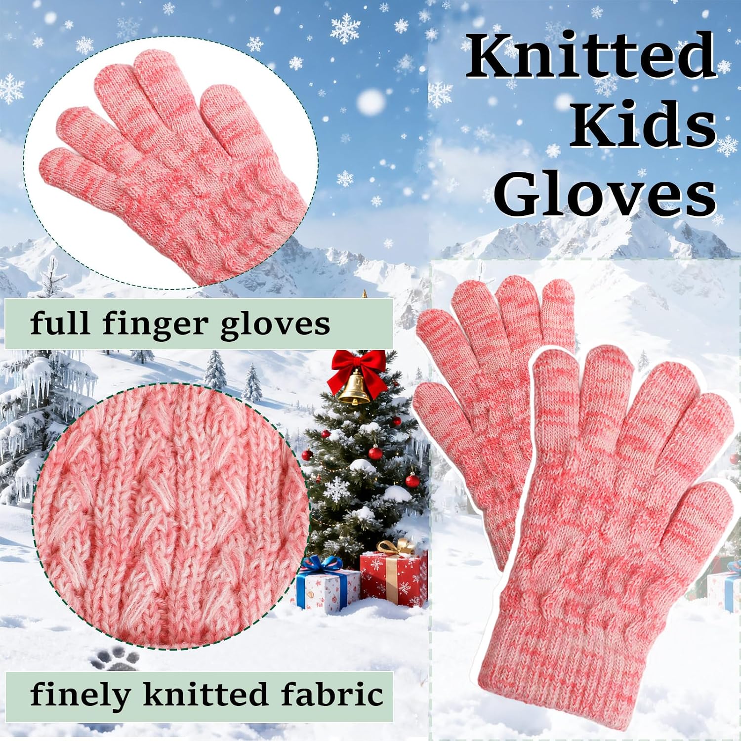 Kids Beanie Scarf Gloves Set, Boys Girls Toddler Winter Warm Fleece Lined Hat with Pom Pom Knit Scarf Mittens 3 in 1