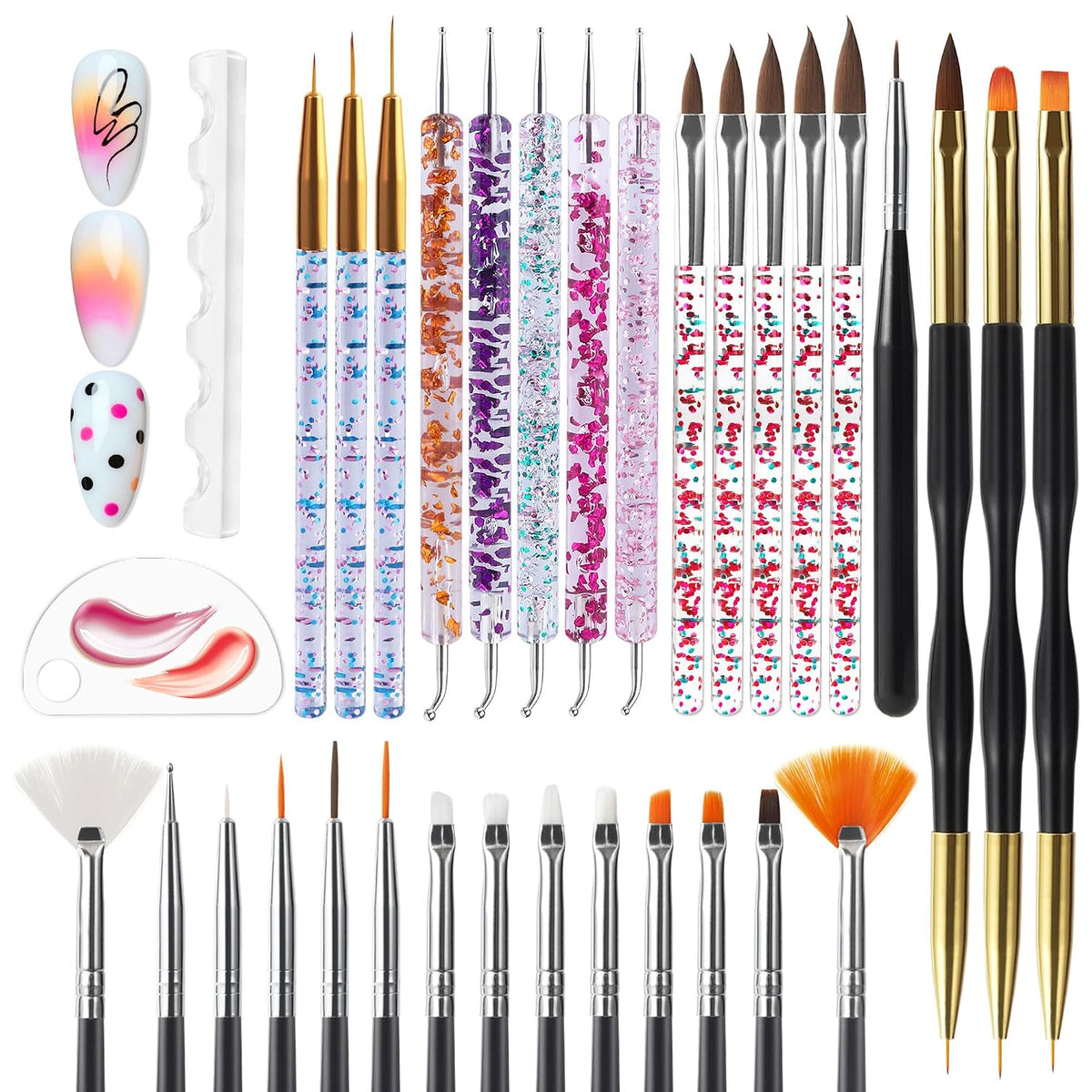 32pcs Nail Art Brushes Tools Set Dotting Tools for Gel Polish