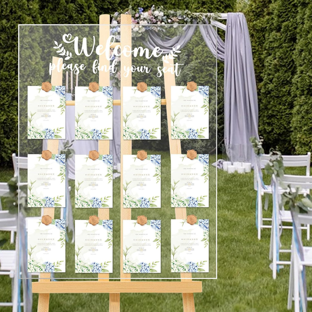 Wedding Seating Chart Display Board, 24x18Inches Acrylic Table Seating Chart for Wedding Reception, Clear Wedding