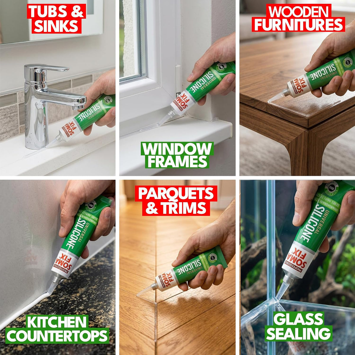 White Silicone Caulk (No Gun Needed) Flexible & Waterproof Caulking Tube