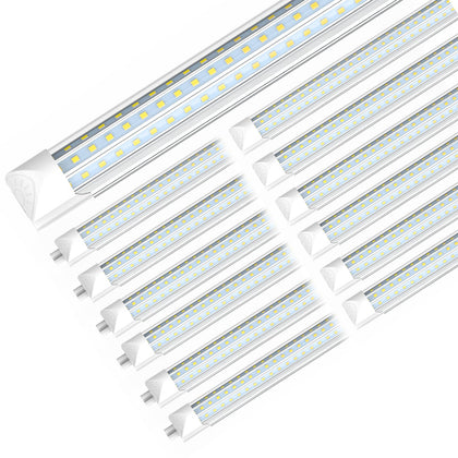 (12-Pack) 8FT LED Shop Light, 90W 11700LM 6000K, Linkable D-Shape