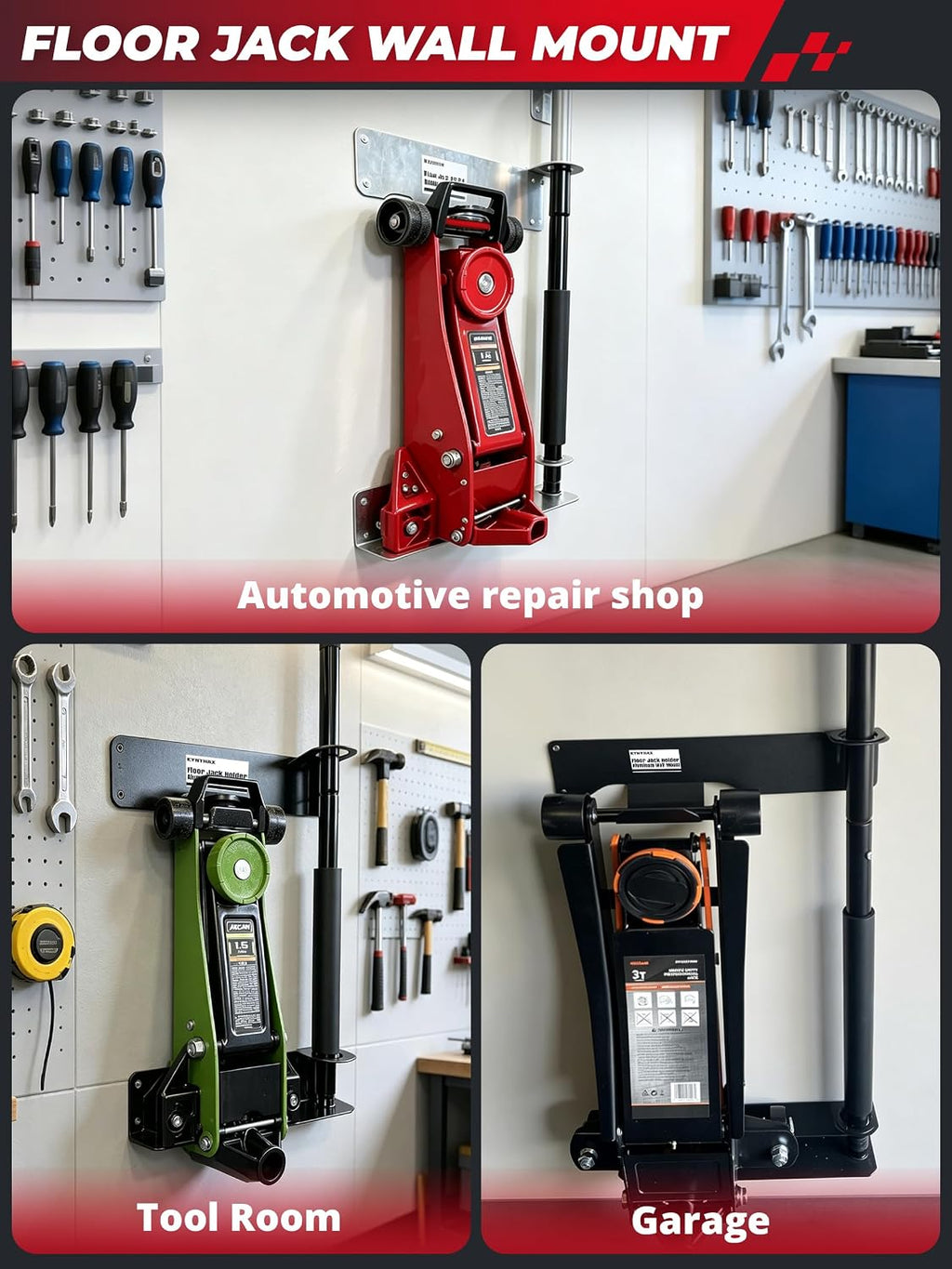1.5-3 Ton Floor Jack Wall Mount, Aluminum Low Profile Jack Holder