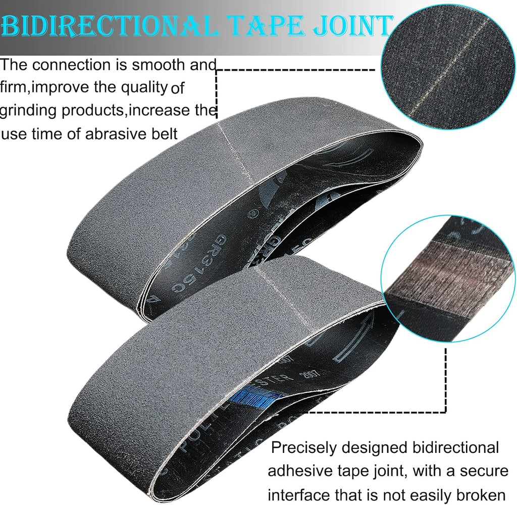 12 PCS 4 x 36 Inch Silicon Carbide Sanding Belts Assortment- 80, 120, 240, 400, 800, 1000 Grits Premium Sander Belts For Knife Sharpening and Metalworking