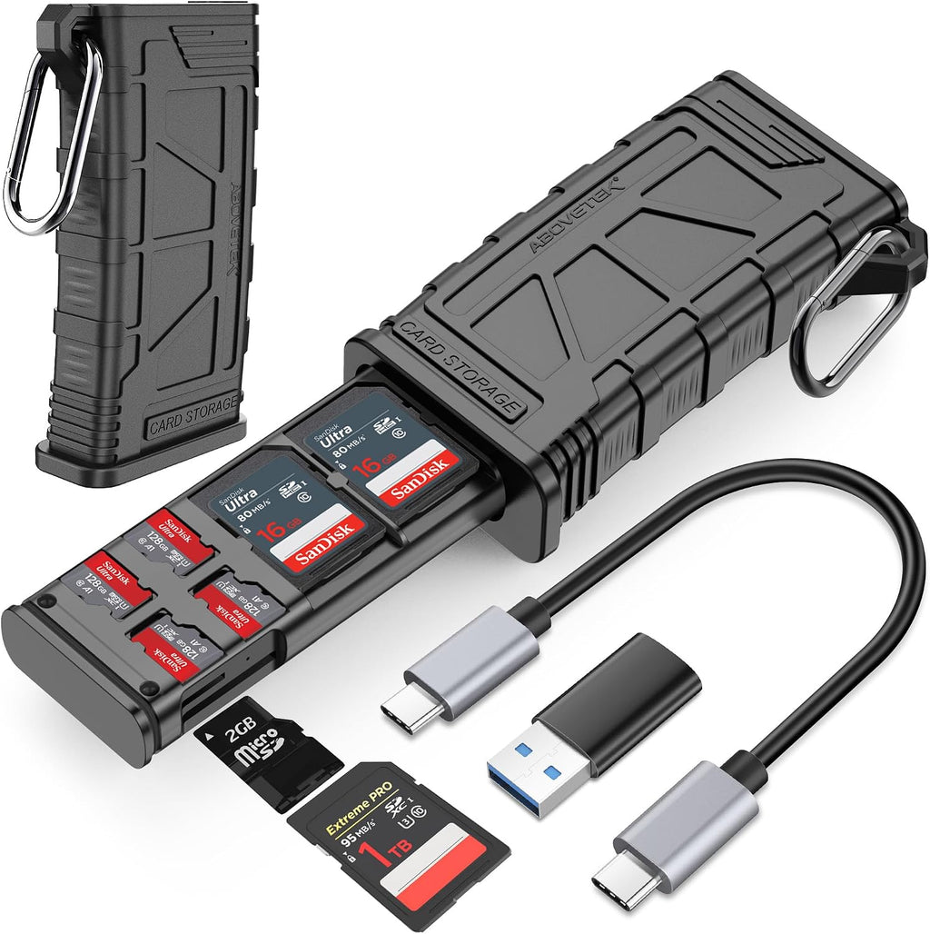 High-Speed SD Card Reader, 2-in-1 SD/Micro SD Card Holder & Reader, USB 3.1 Type-C UHS-II SD Cards Storage Case for