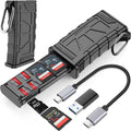 High-Speed SD Card Reader, 2-in-1 SD/Micro SD Card Holder & Reader, USB 3.1 Type-C UHS-II SD Cards Storage Case for